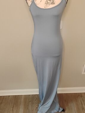Sleeveless Maxi Slip Dress in Light Blue